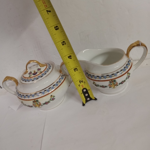 Rare Vintage 3 Pc. TK Thuny Czechoslovakia Sugar & Creamer Porcelain w/handles - Picture 5 of 6